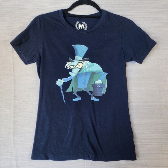 Teepublic Tops - TeePublic Haunted Mansion Hatbox Ghost Women M Navy Blue Excellent Graphic Tee